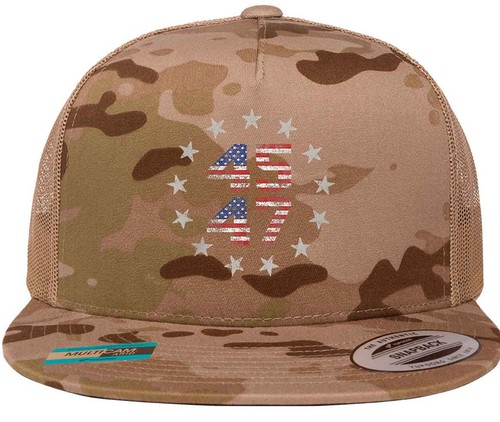 Trump Vance 2024 MAGA Never Surrender Fight Camo Eagle 45 47 Hat Trucker Cap - Picture 11 of 28