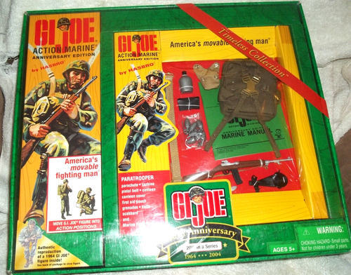 GI JOE 40TH ANNIV ACTION FIGURE MARINE DOLL W/ PARATROOPER JUMPING SET COLLECT.