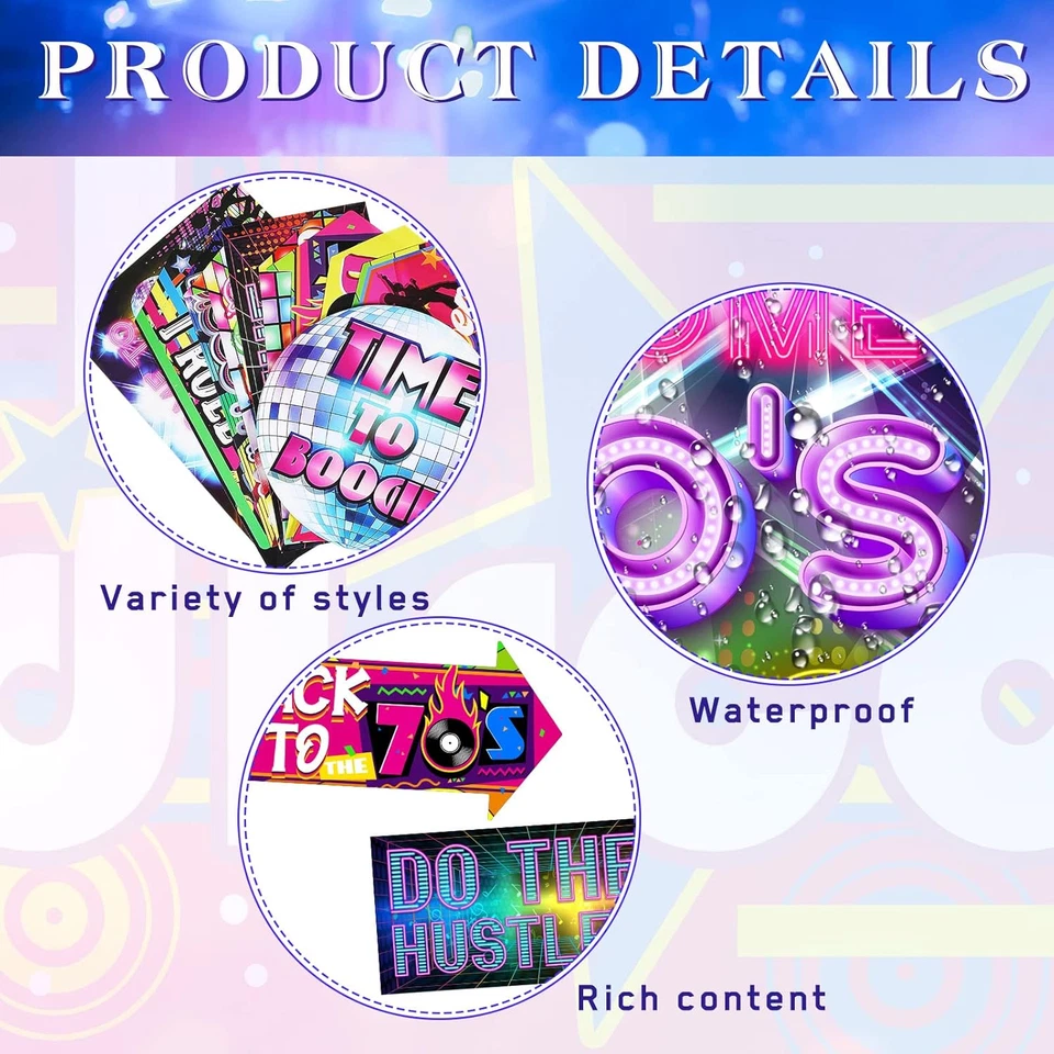 Chinco 20 изделий 70-х вечеринки знак диско вечеринки украшения смешной диско декор 1970-х - Изображение 3 из 4