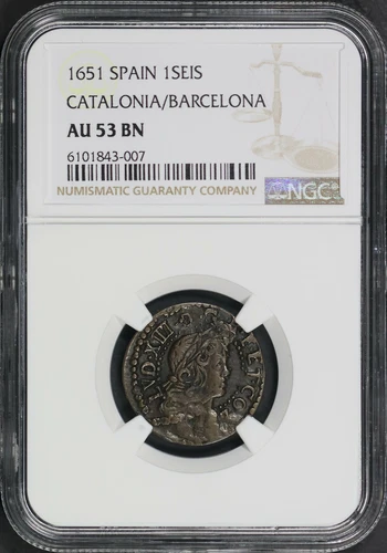 1651 Spain Catalonia Barcelona 1 Seiseno NGC AU-53 BN