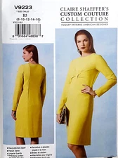 VOGUE PATTERN DRESS FITTED LINED SIZE 8-16 or 16-24 # V9223