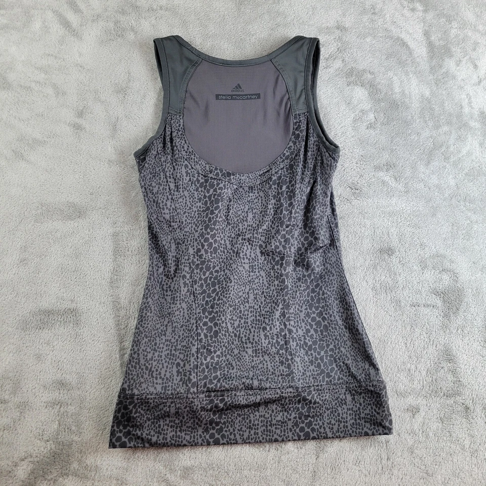 Adidas Stella McCartney Top Mujer Gris Negro Estampado Animal Sujetador Empuñado Ropa Activa Foto 2 de 4