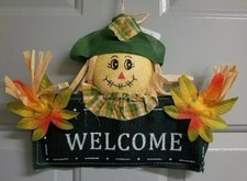 Welcome Scarecrow Door Hanging Sign - Fall - Color Is Green