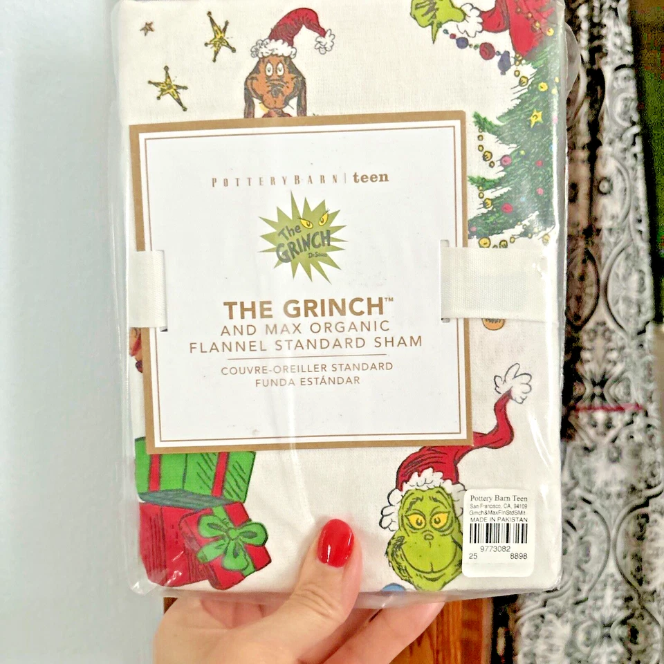 Disney Pottery Barn Grinch Almohada de Navidad Sham Seuss Regalo de Vacaciones Fiesta Niño - Foto 4 de 4