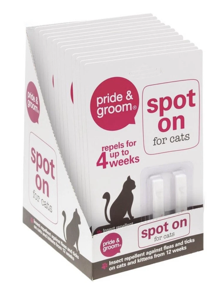 PRIDE AND GROOM Spot On Flea And Tick Cat Kitten Treatment Pet Home Bed Room