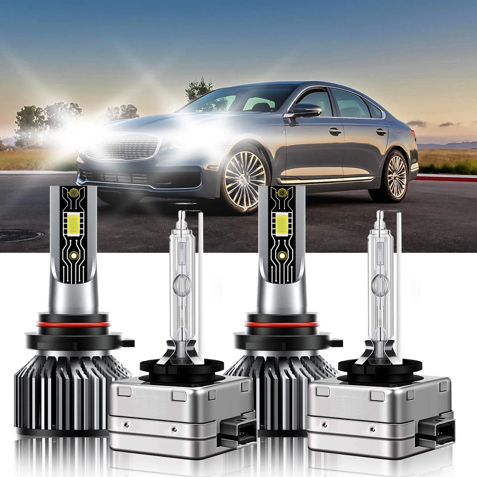 Kit de bombillas de faros LED HID brillantes para Kia K900 2015-2017 4X 9005 D3S 6500K Foto 2 de 4
