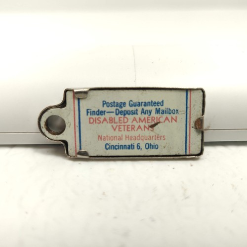 RARE VTG Disabled Veterans Mini License Plate Key Chain Ring Tag MICHIGAN 1949 - Picture 2 of 2