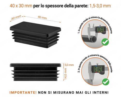Tappo Cappucci Estremità Tubo Rettangolare Plastica tubo otturazione coperchi - Photo 15/48
