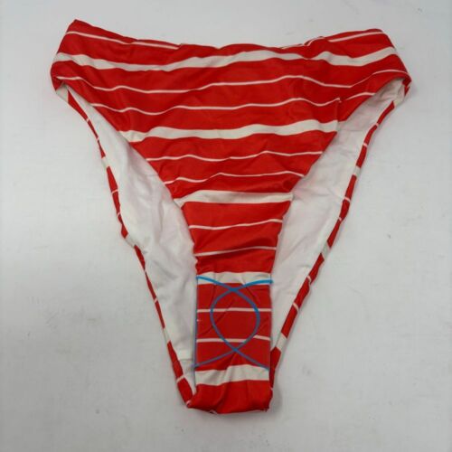 Asos Design Bikini Bottom Women's 0 Red White Tomato Stripe High Leg High Waist