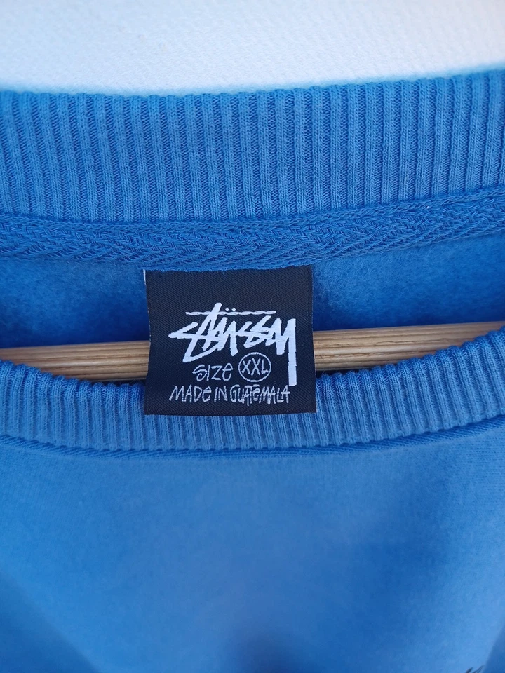 Stussy Basic Logo True Blue Crew Sweatshirt Mens XXL #0491 - Image 2 of 3