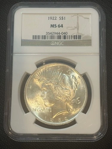 1922 PEACE SILVER DOLLAR NGC MS64
