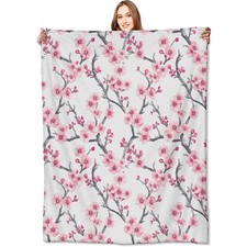 Cherry Blossom Branches Blanket50x60inPink Floral Spring Throw BlanketsGifts ...