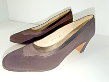 Salvatore Ferragamo Brown Microfibre Pumps Heels Sz 7B Italy Great Condition