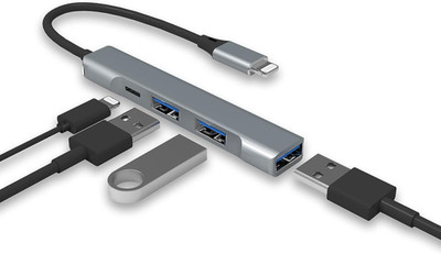 Lightning to USB Hub [Apple MFi Certified] 4-in-1 USB OTG Hub with 3 USB3.0 Port