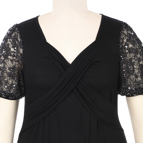 Plus Size Women Sequin Short Sleeve Tops Ladies Elegant Work Party Shirt Blouse - Picture 21 of 23