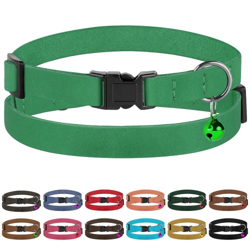 Breakaway Cat Collar Leather Soft Adjustable Pet Kitten Collars with Bell Pin... - Picture 4 of 9