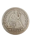 1853 Seated Liberty Arrow & Rays Quarter Dollar Silver Coin