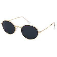 Pro Acme Retro Oval Sunglasses Glass Lens, Small Metal Medium, Gold/Grey