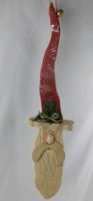 23" Hand Carved Hand Painted Wood Santa Claus Christmas Wall Decor Door Hanger