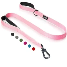 Dog Leash 5 FT Pink Heavy Duty 2 Padded Handles Reflective Walking Lead