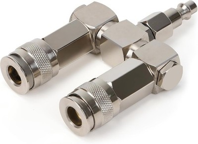 2-Way Air Hose Splitter with 360Â° Swivel, 1/4 NPT Steel Fittings - 300PSI Ind