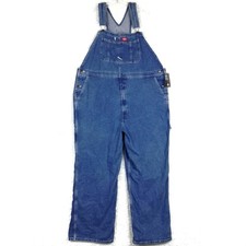 Dickies Mens Jeans Bib Overall Blue Denim Indigo Medium Wash 46x32 New