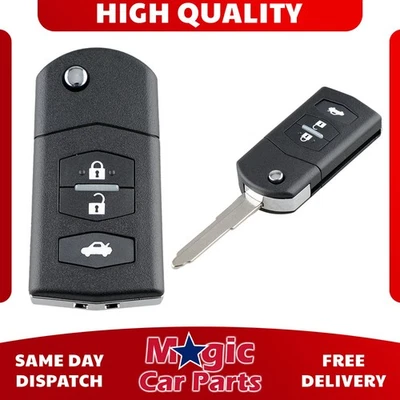 MAGIC CAR PARTS 3 Buttons Remote Fob Case Flip Key Cover Shell For Mazda 3-6 2003-2011