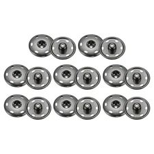 8 Set Sew-on Snap Buttons 23mm Metal Snap Fastener Buttons, Gunmetal