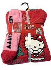 SANRIO 3 Piece Pajama Set w/Socks Adult L 12-14 "HELLO KITTY" Christmas NWT