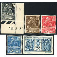 KOMPLETTE SERIE KOLONIALAUSSTELLUNG 1931 NR. 270 A 274 NEUE BRIEFMARKEN **...