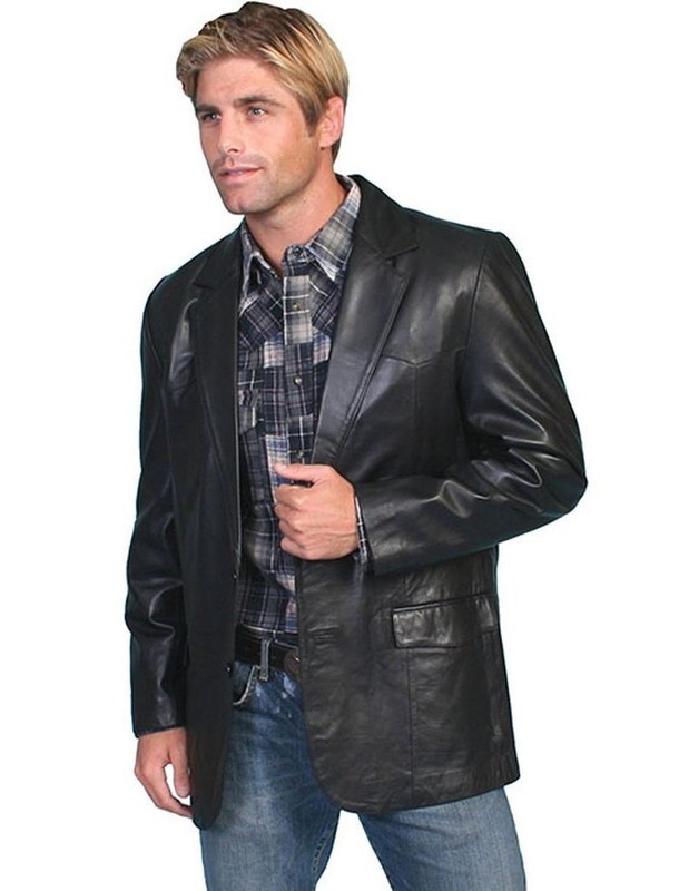 Scully Western Jacket Mens Lambskin Button Vent 44 L Black F0_501 CLEARANCE
