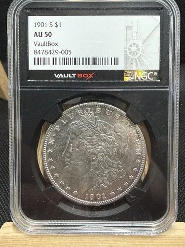 1901-S Morgan Silver Dollar Key Date AU50 Rare Vault Box Mosaic NGC