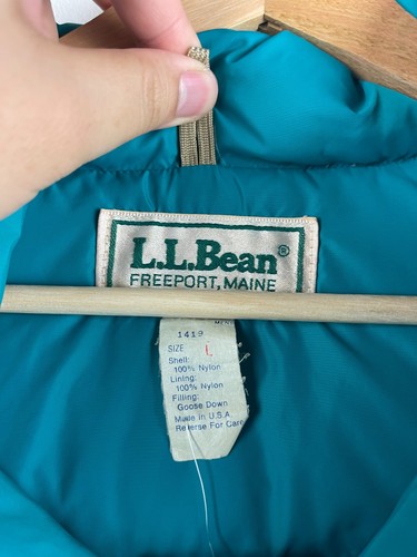 Vintage 80s LL Bean Down Filled Teal Puffer Vest Size L - Picture 6 of 6