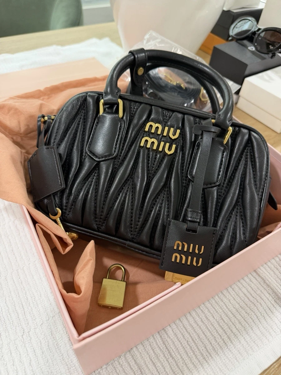 Black Leather Exterior Miu Miu Bags & Handbags for Women for sale