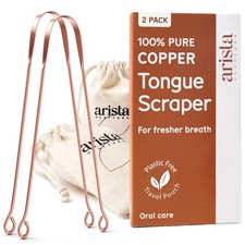 Arista Tongue Scraper 2 Pack, Tongue Cleaners, Copper Tongue Scraper, Ayurved...