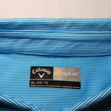Callaway Opti Dry Mens Performance Golf Polo Shirt XL Blue Striped Short Sleeve