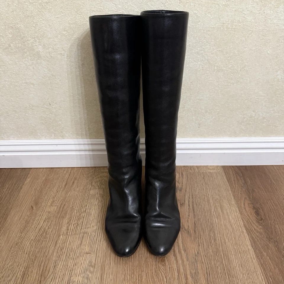 Bottega Veneta Black Nappa Leather Pull On Riding Boots Size 6.5 B Italy - Image 4 of 4