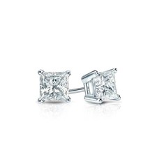 Moissanite Beautiful Princess Cut Fine 925 Sterling Silver Stud Earring for Girl