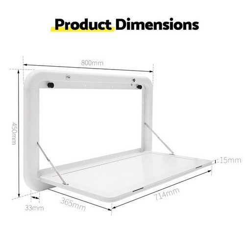 Folding Caravan Table with Lock Outdoor Camping RV Picnic Wall Mount 80x45cm - Picture 3 of 9