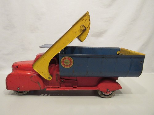 Vintage Marx Lumar Pressstahl Spielzeug Muldenkipper 1940 blau/rot - erwartet P (EZS003456)