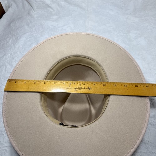 Wyeth Cowboy Hat Tan Beige 100% Wool Western Size 0/S - Picture 8 of 17
