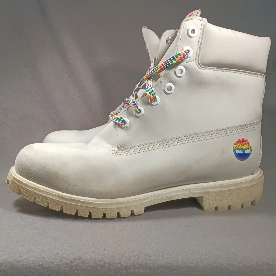 Botas impermeables Timberland Rainbow blancas de liberación limitada Ghost talla 11,5 A1QWE Foto 2 de 4