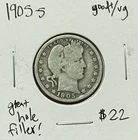 1905-S Barber Quarter Good/VG