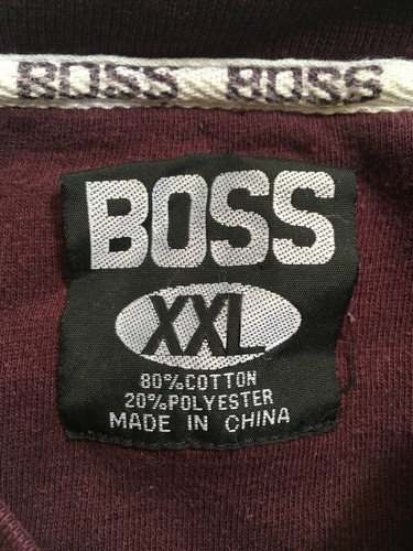 FELPA SPELLOUT BOSS vintage anni 90 ricamata bordeaux XXL hip hop - Foto 12 di 12