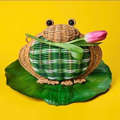 【kate spade new york】かごバック WICKER FROG kate spade NEW YORK Wicker Frog Shoulder Bag Magnetic