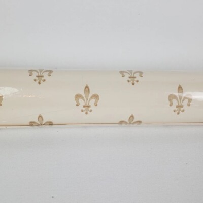 Sanitas Fabric Backed Vinyl Wallcovering Cream Gold Fleur De Lis 60 sf 756-0258