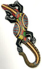 Gecko Lizard Carved Painted Wall Decor Wood Patio Colorful Plaque Hanging Art 12