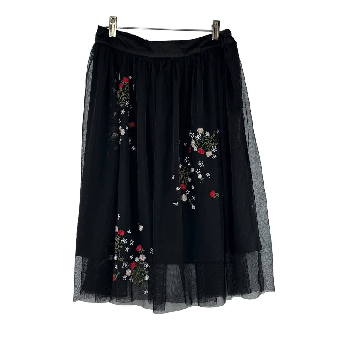 Enchant Floral Mesh Pull-On Skirt (Black)