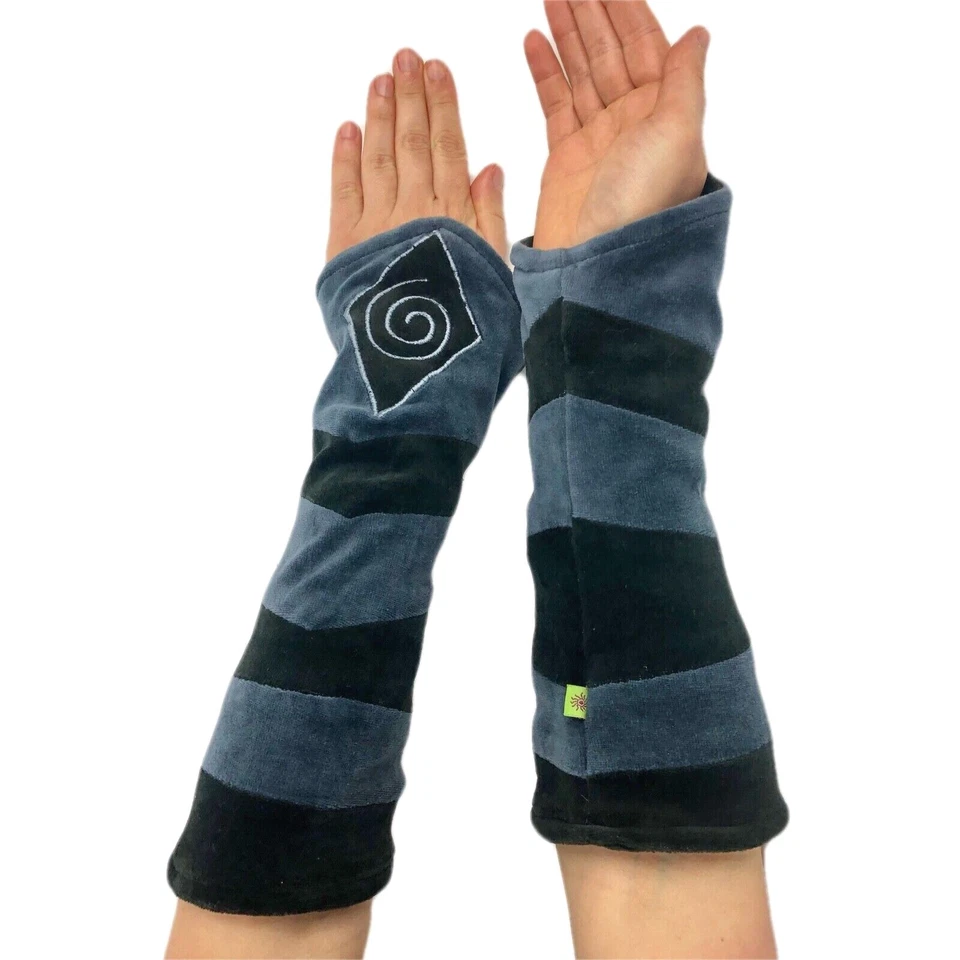 Stulpen Armstulpen Pulswärmer Nicki gestreift Bestickung Spirale gefüttert 31 cm - Bild 4 von 4