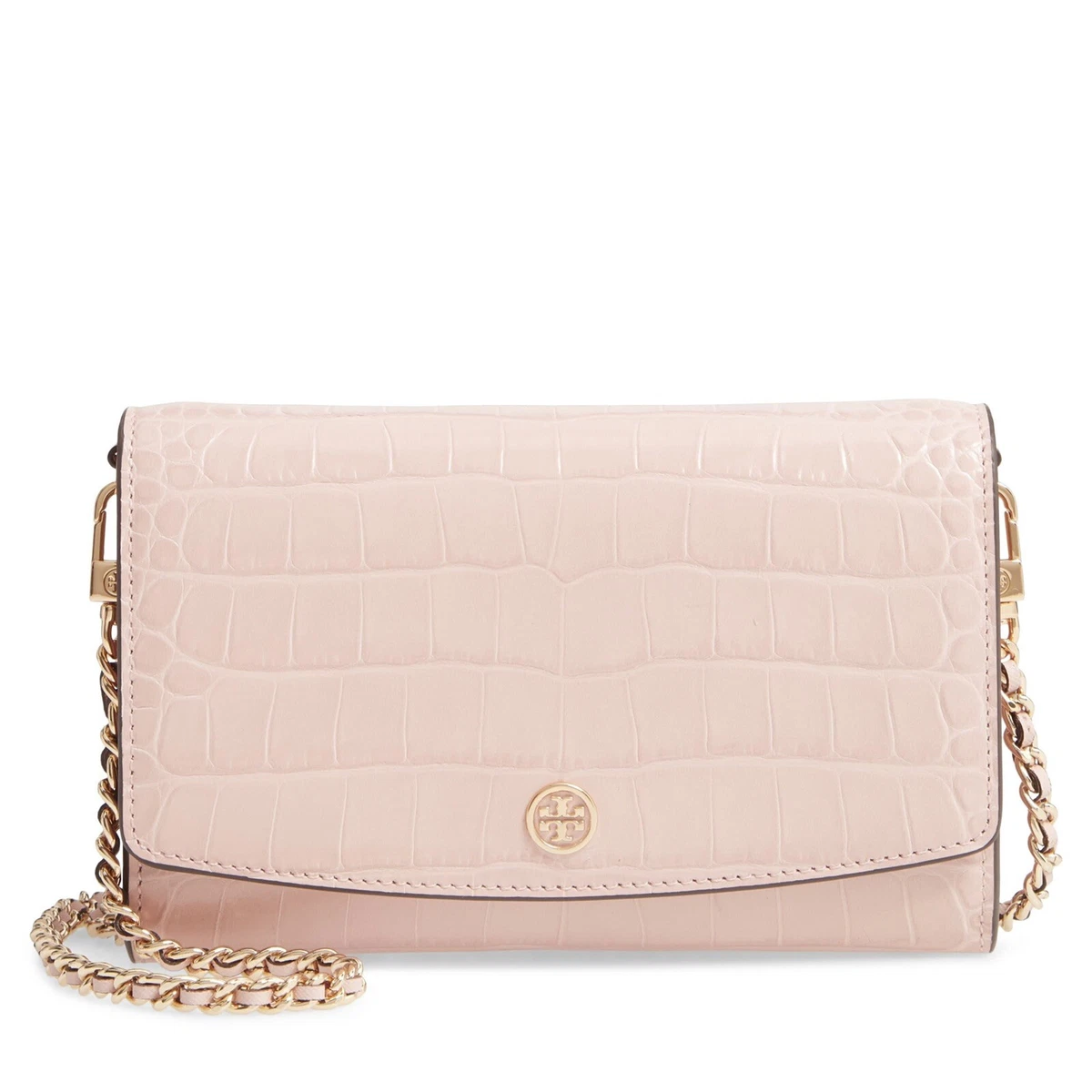 Tory Burch Robinson Chain Wallet in White